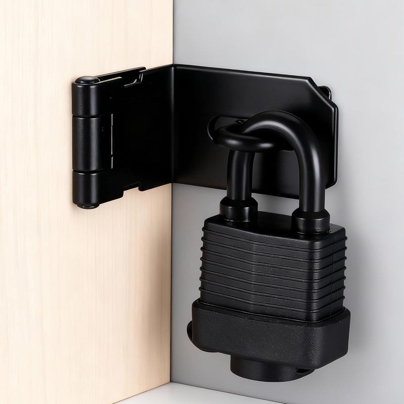 Starvortex 90 Degree Door Lock Latch, 4 Inch Stainless Steel Hasp Latch with Padlock Keys Screws, Heavy Duty Hasp Lock, Waterproof Pad Lock Latches for Mailbox Wooden Gate Shed Cabinet - Image 5